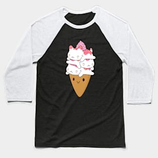 Cute Cat Ice Cream Cone T-Shirt Baseball T-Shirt